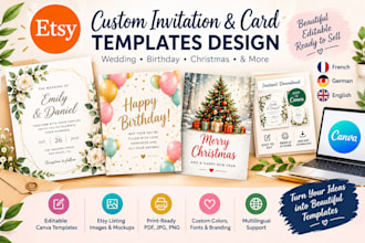 etsy wedding invite christmas card birthday template francais listing planner
