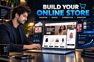 build fashion clothing store, shoe store website, cosmetics store, grocery site