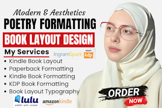 do poetry book formatting, kindle paperback formatting, children book formatting
