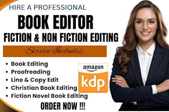 proofread, copy and line edit your fantasy novel or christian book, book editing