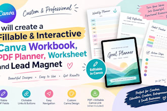 fillable interactive canva workbook, PDF planner, worksheet and lead magnet