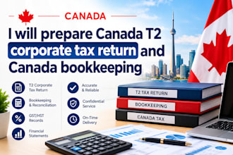 prepare canada t2 corporate tax return and canada bookkeeping