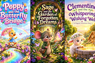 design 3d children book illustration and cover, kids story book illustration