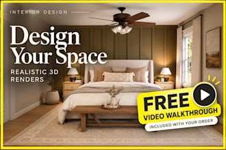 create interior design and realistic 3d rendering