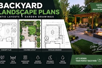 create backyard landscape floor plans, patio layouts garden drawings