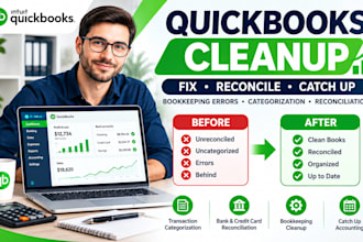 fix quickbooks cleanup, bookkeeping errors, reconciliation, categorization