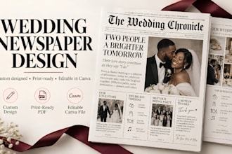 design a custom wedding newspaper, program or magazine in canva