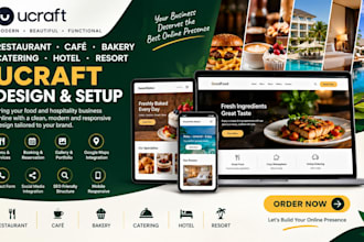 build restaurant cafe bakery catering business  hotel resort ucraft website