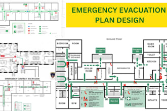 design a fire emergency evacuation plan, map and diagram fire safety fire alarm