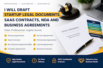 draft startup legal documents, saas contracts, nda and business agreements