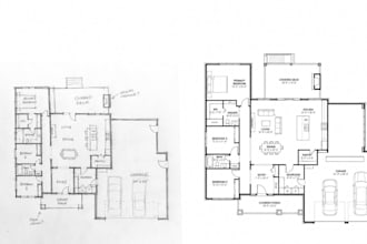 convert hand drawn sketch to professional floor plan