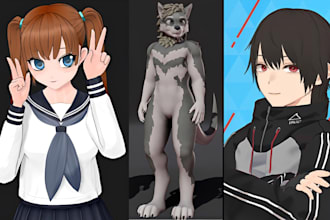 create , edit or fix 3d rigging for furry avatar 3d vrm avatar, koikatsu model