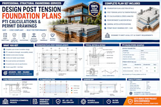 design post tension foundation plans pti calculations and permit drawings