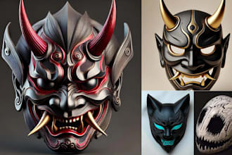 create 3d cosplay masks, custom helmets, 3d printable masks and cosplay props