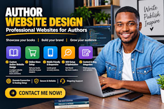build website, design author website, redesign book landing page, pen name