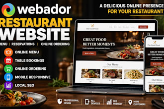 design webador restaurant website with reservations, mobile design and local seo
