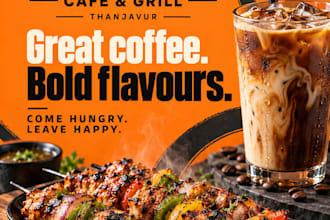 design promotional digital posters for cafes and restaurants