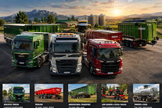 create realistic fs25 trucks, trailers, and agrictural transport mods