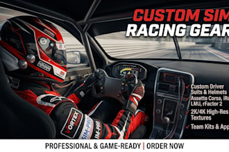 design sim racing suit, karting suit, gokart suit, racing jacket, helmet livery