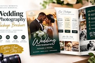 create a wedding photography package brochure with pricing