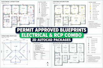 design electrical plans, lighting layouts, roof plans and rcp permit drawings