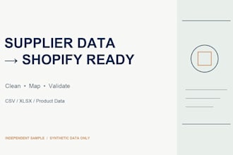clean map and validate supplier product data for shopify