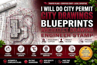 do city permit drawings blueprints architect drawing structural engineer stamp