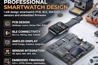 design smartwatch pcb, ble, amoled, sensors and embedded firmware