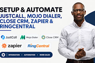 setup justcall mojo dialer close crm zapier integration ringcentral automation