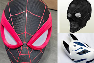 create cosplay masks, helmets, props and character designs for print and paint