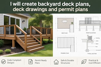 create backyard deck plans, deck drawings and permit plans
