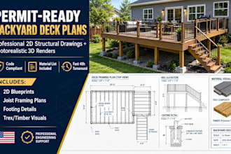 create backyard deck plans, deck drawings and permit plans