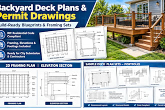 create complete backyard deck plans, deck drawings and permit plans