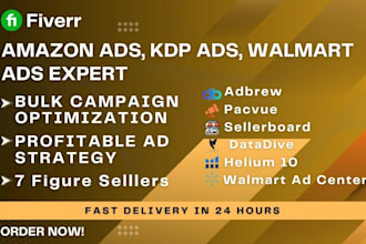 set up, optimize, and manage amazon PPC ads, KDP ads, walmart PPC campaigns