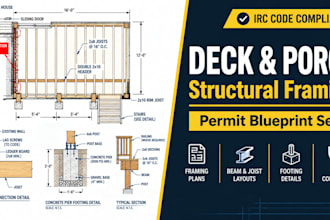 design residential deck plans and structural framing drawing