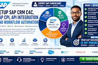 setup sap CRM c4c, sap cpi, API integration and workflow automation