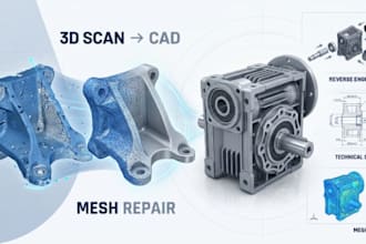 fix mesh, repair 3d scan, cleanup stl, and reverse engineering scan to cad file