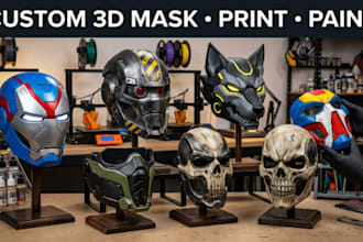 3d print and pain custom 3d mask, cosplay mask, helmet, halloween mask stl file