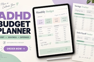 canva adhd budget planner savings tracker debt payoff goodnotes etsy pdf design