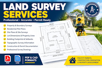 provide usa licensed land surveyor stamped survey for city permit and property