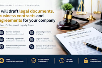 draft legal documents, business contracts and agreements for your company