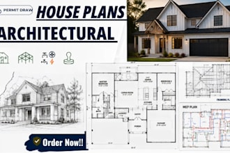 do permit drawing architectural house plans, 2d floor plans, framing and mep