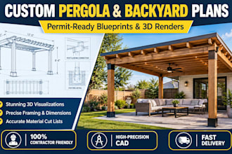 design a custom pergola backyard structure construction plans