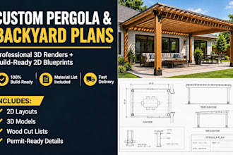 design a pergola, backyard structure and detailed construction plans