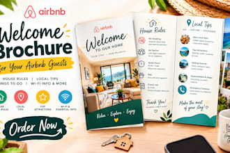 design an airbnb welcome brochure with house rules and local tips