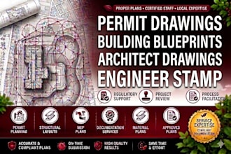 be architect city permit blueprints drawings  structural drawing engineer stamp