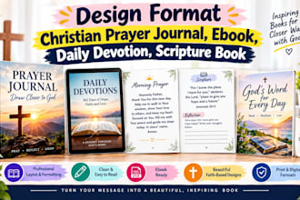 design format christian prayer journal, ebook, daily devotion, scripture book