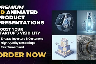 design a realistic 3d product presentation, rendering for your startup