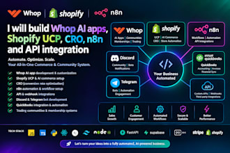 whop ai app shopify ucp cro n8n whop trading discord telegram bot quickbooks api