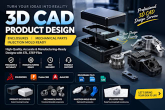 do 3d cad product enclosure mechanical part injection mold with stl, step files